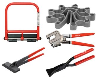 Skardos, armatūros, profilių lankstymo, rišimo, skylėms daryti įrankiai